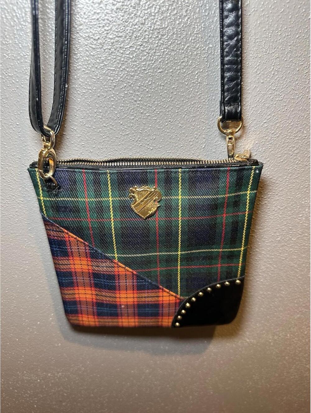 MAC Plaid Crossbody Bag with Gold Accents Purse